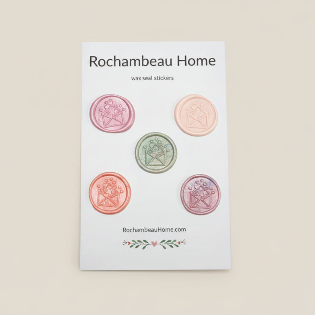 Big Heart Envelope Wax Seal Stickers created by Rochambeau Home in a Pink Theme