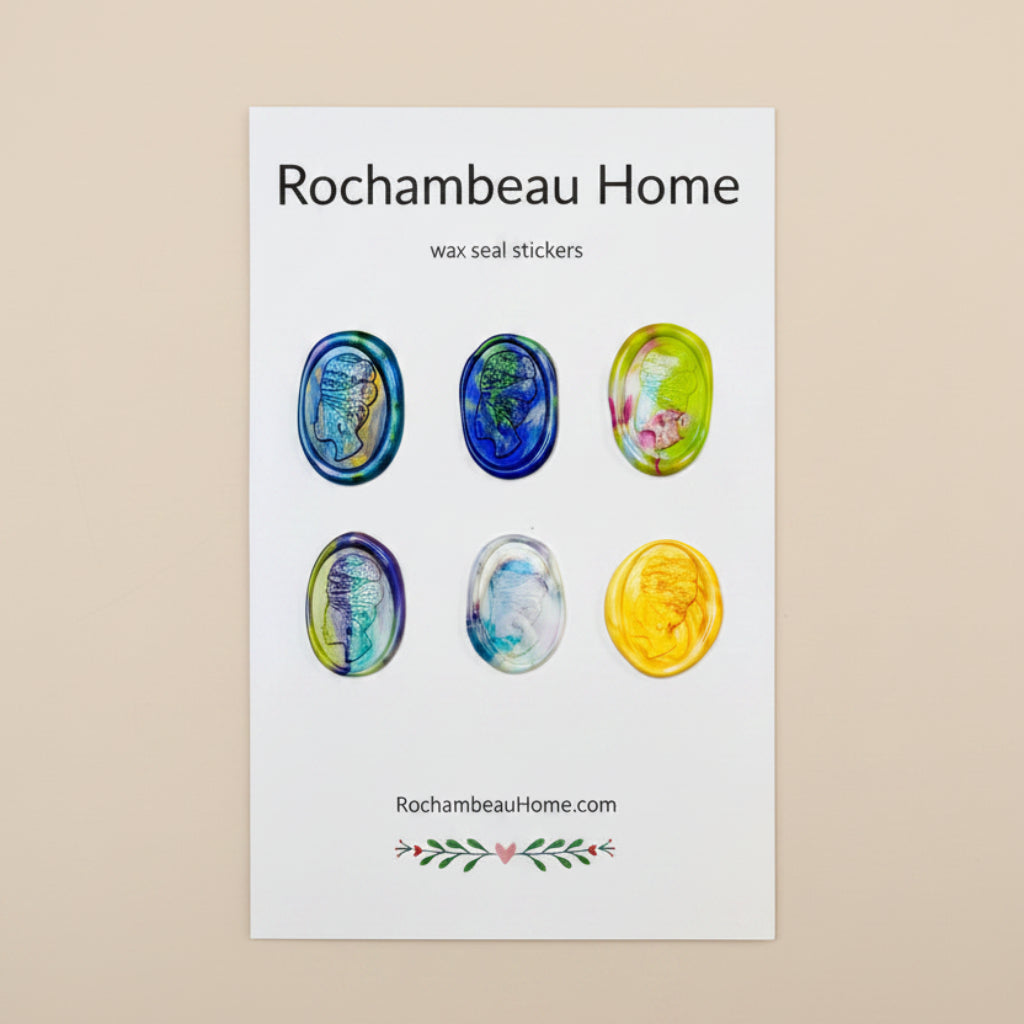 6 Pack Card of the Heritage Headwrap Wax Seal Stickers created by Rochambeau Home in a Multicolor Theme