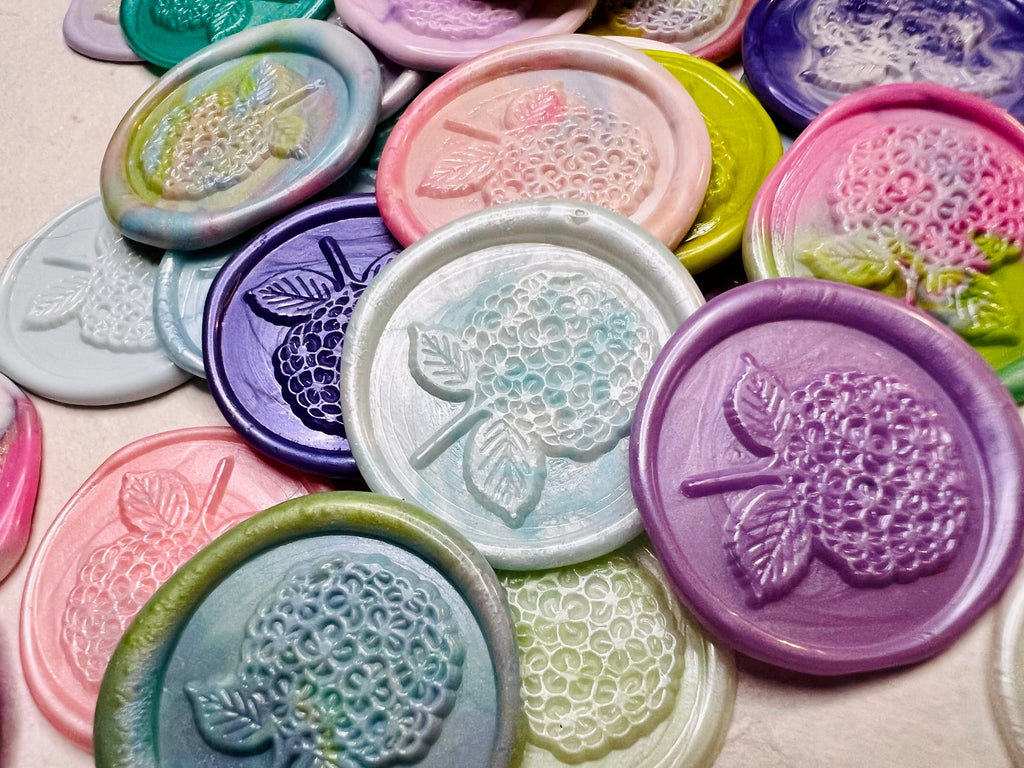 Each Hydrangea Bloom Wax Seal Stickers comes with a double-sided sticker for no mess!