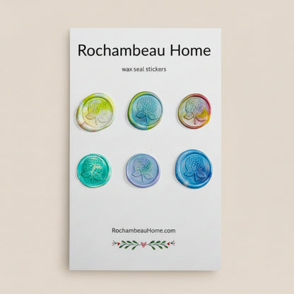 6 Pack Card of the Hydrangea Bloom Wax Seal Stickers created by Rochambeau Home in a Multicolor Theme
