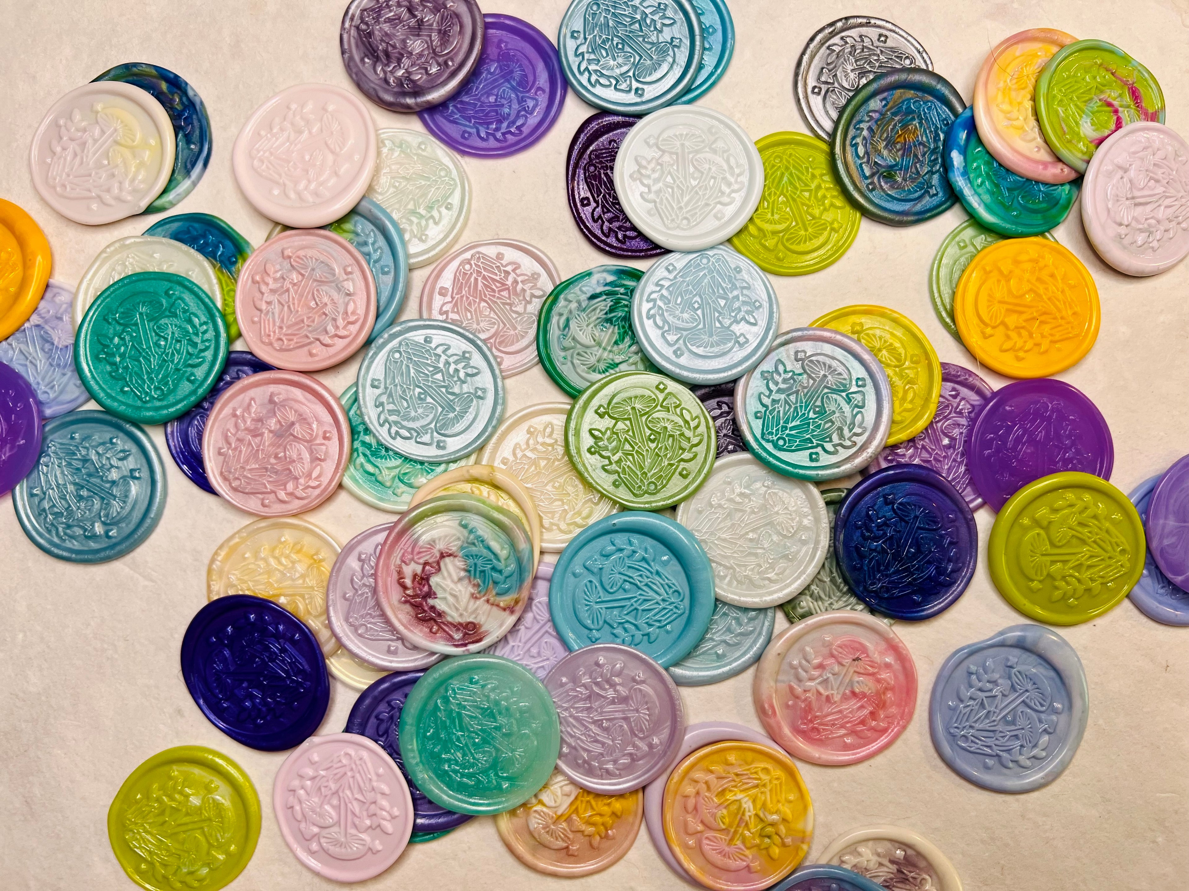 Whimsical Mushroom & Crystal Wax Seal Stickers – Handmade Magic Design (6 or 9 Pack) Enchanted Accents for Journals & Gifts