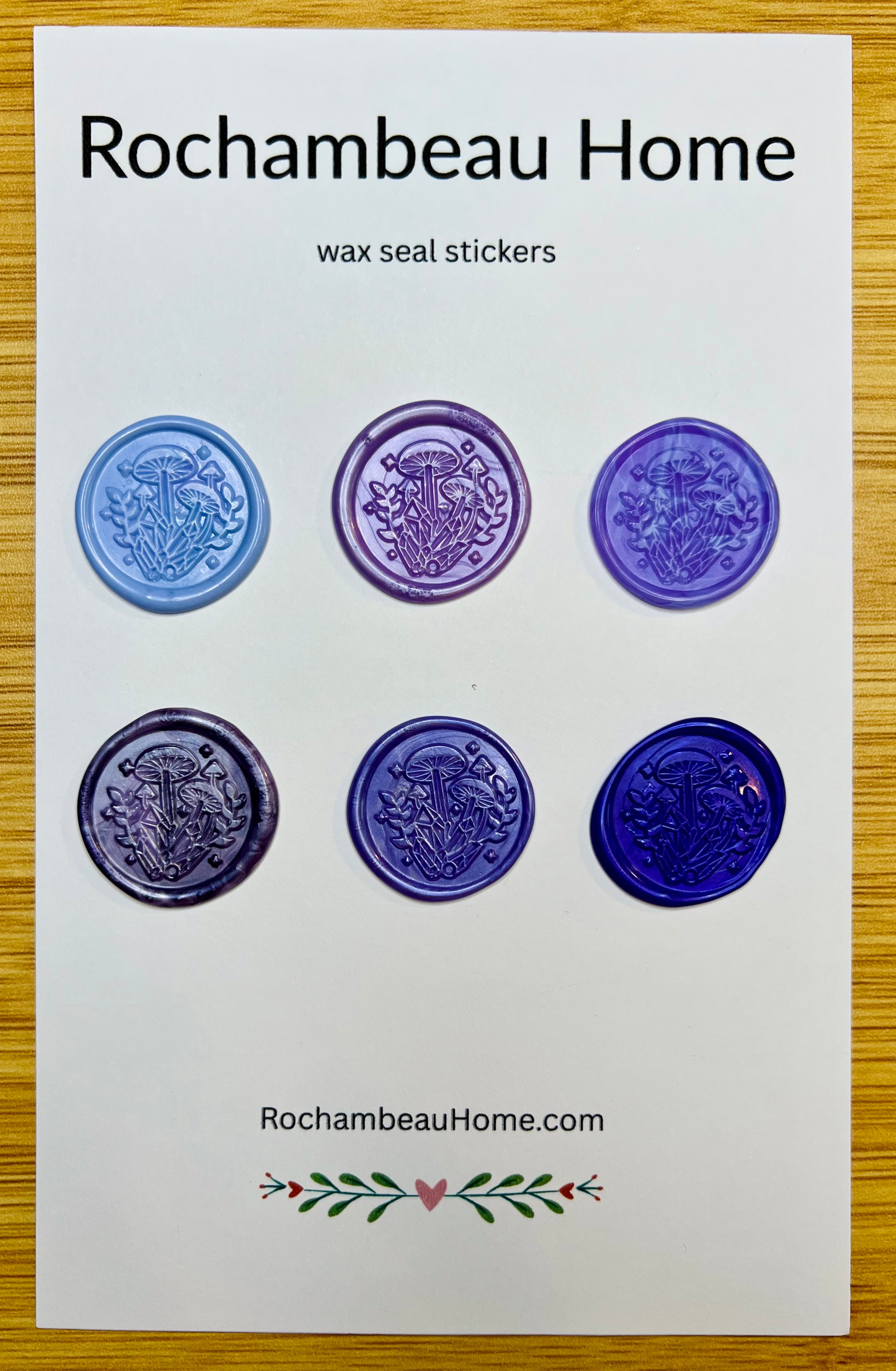 Whimsical Mushroom & Crystal Wax Seal Stickers – Handmade Magic Design (6 or 9 Pack) Enchanted Accents for Journals & Gifts