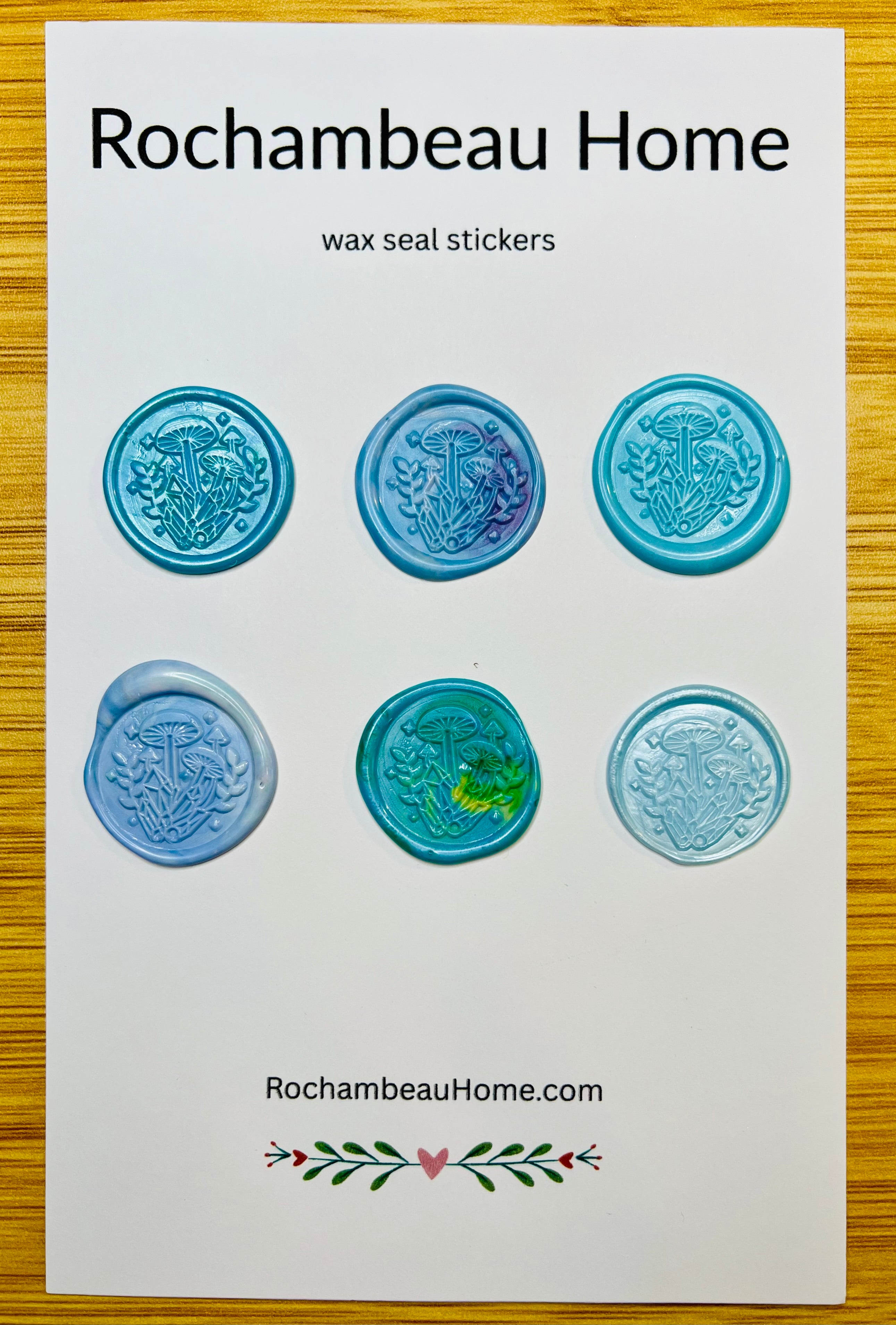 Whimsical Mushroom & Crystal Wax Seal Stickers – Handmade Magic Design (6 or 9 Pack) Enchanted Accents for Journals & Gifts
