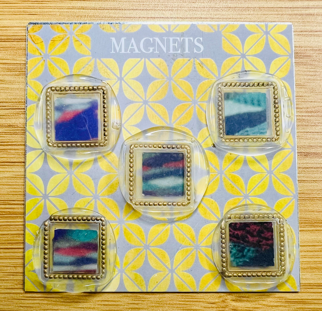 Framed Fiber Art Wax Seal Magnets – Cozy Blanket Edition (5 Pack) Handmade Decorative Accents for Textile-Inspired Gifting