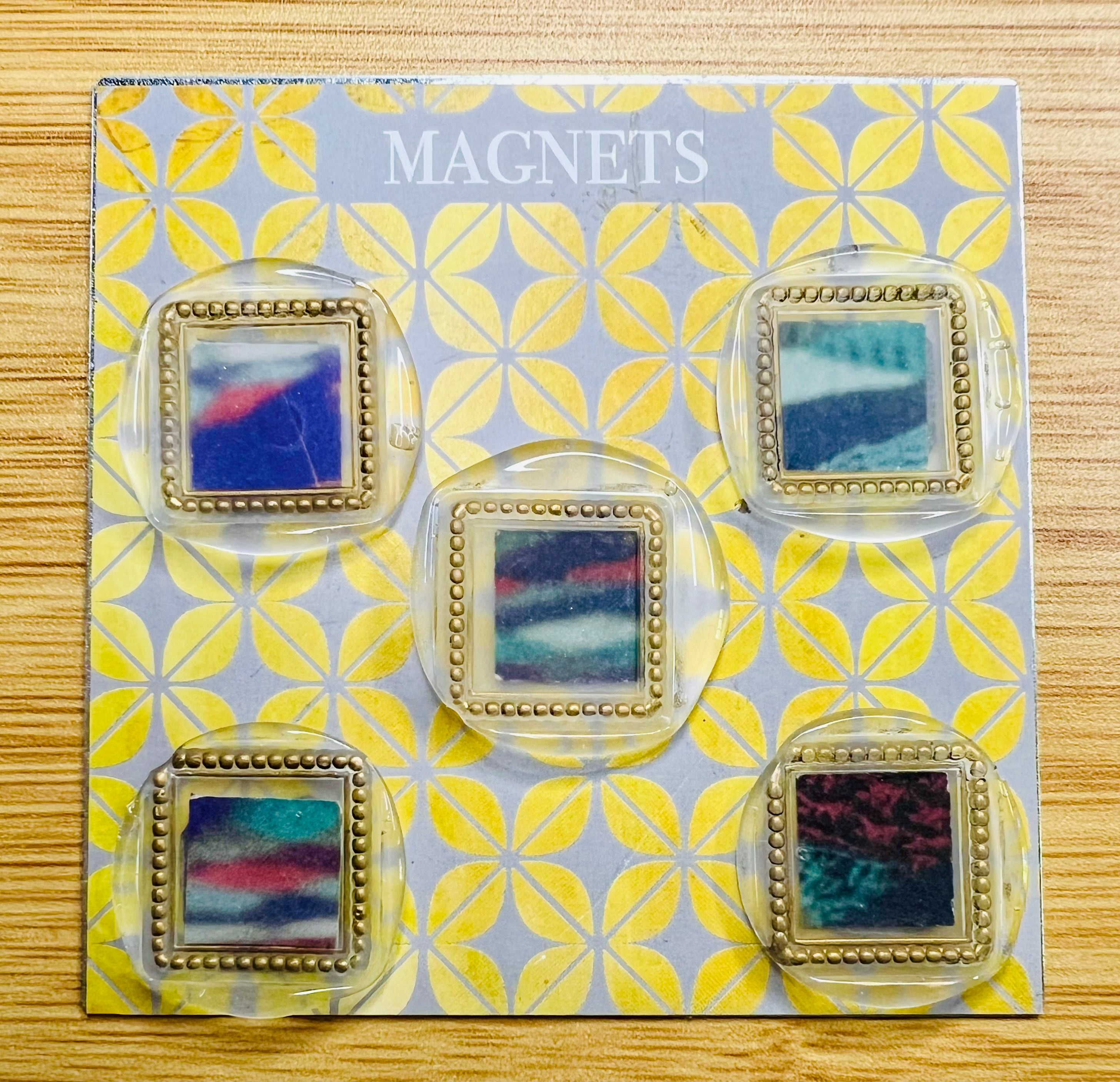 Framed Fiber Art Wax Seal Magnets – Cozy Blanket Edition (5 Pack) Handmade Decorative Accents for Textile-Inspired Gifting