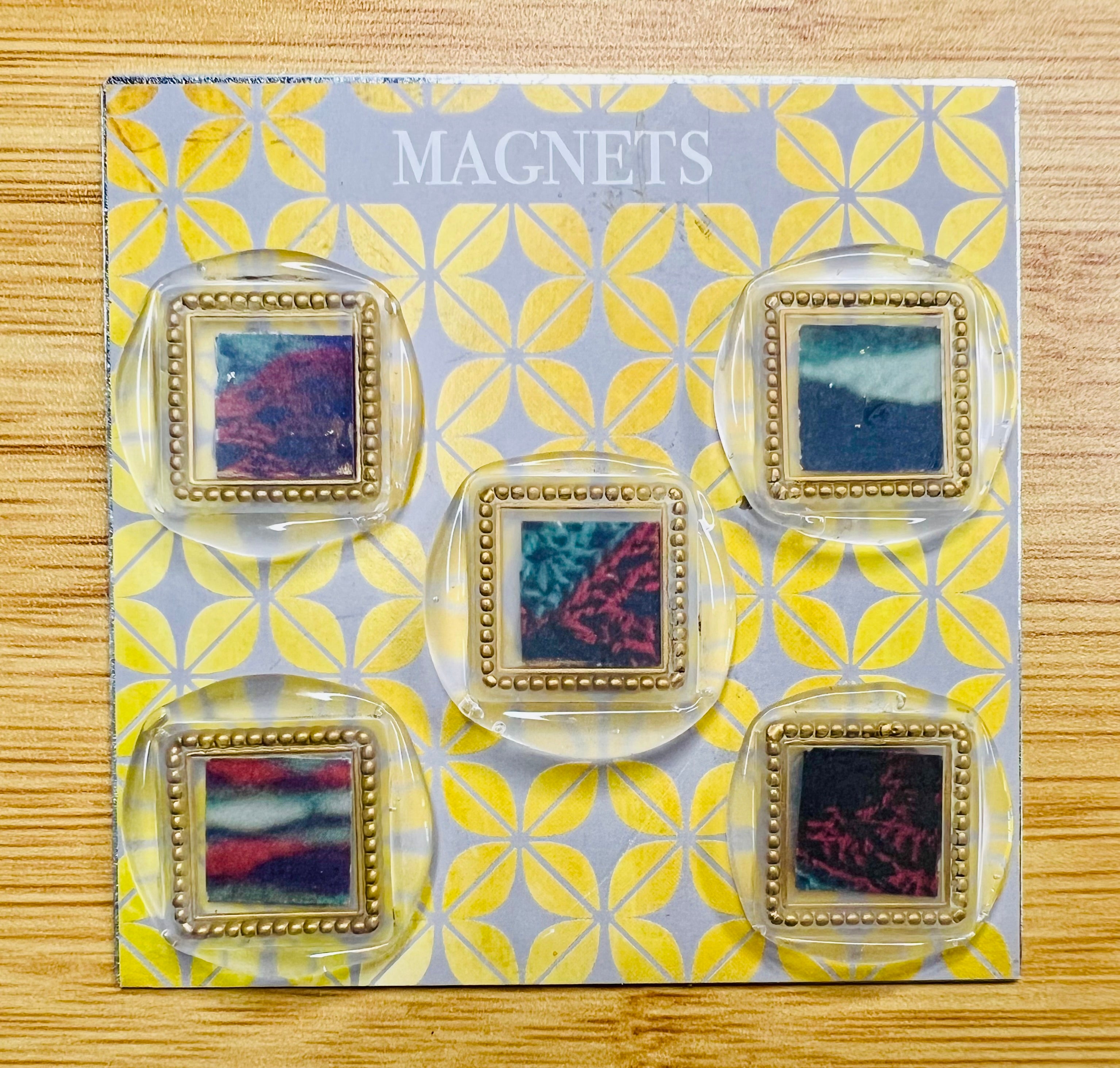 Framed Fiber Art Wax Seal Magnets – Cozy Blanket Edition (5 Pack) Handmade Decorative Accents for Textile-Inspired Gifting