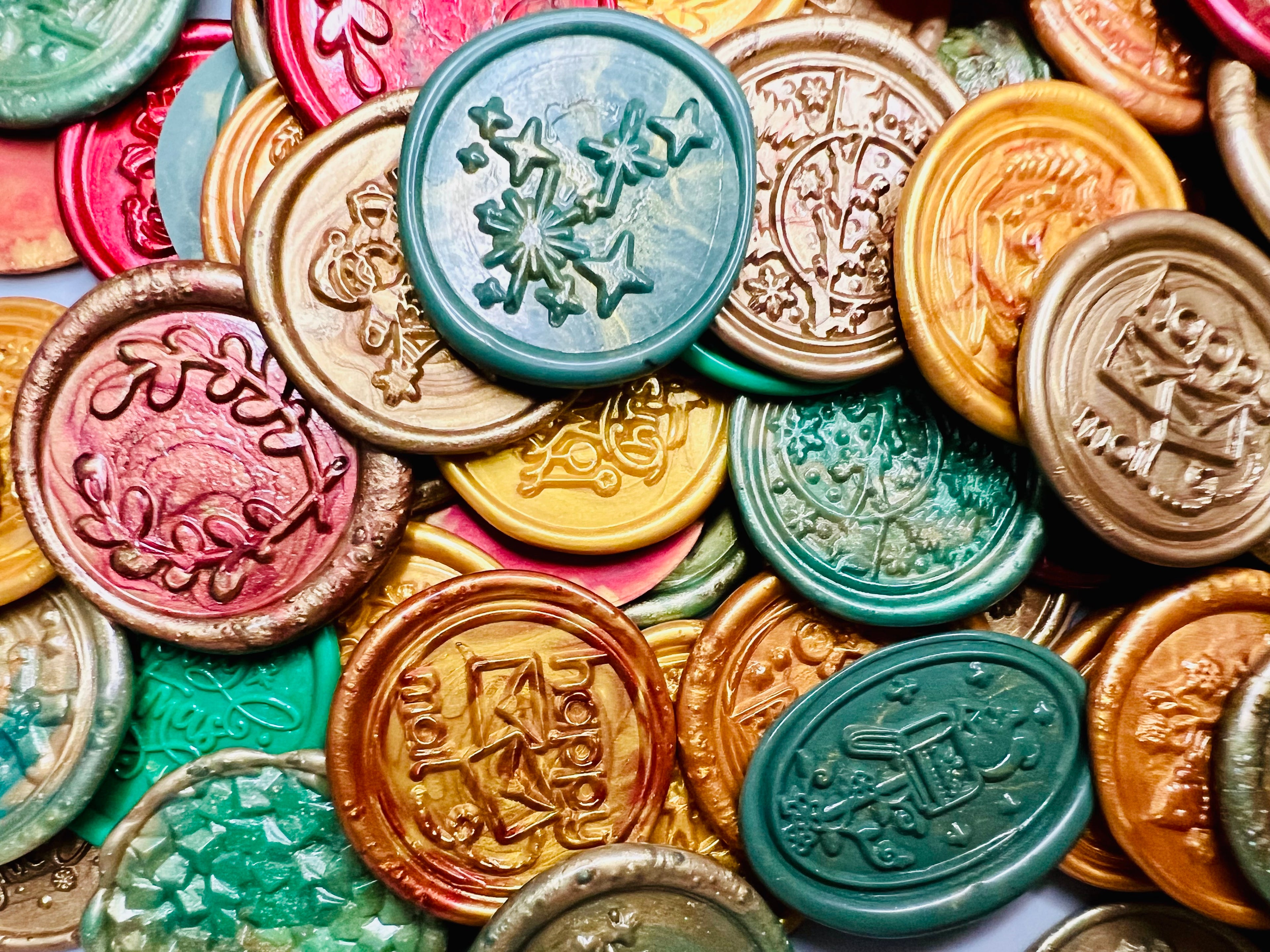 Christmas Wax Seal Stickers – Festive Blend in Red, Green & Metallic