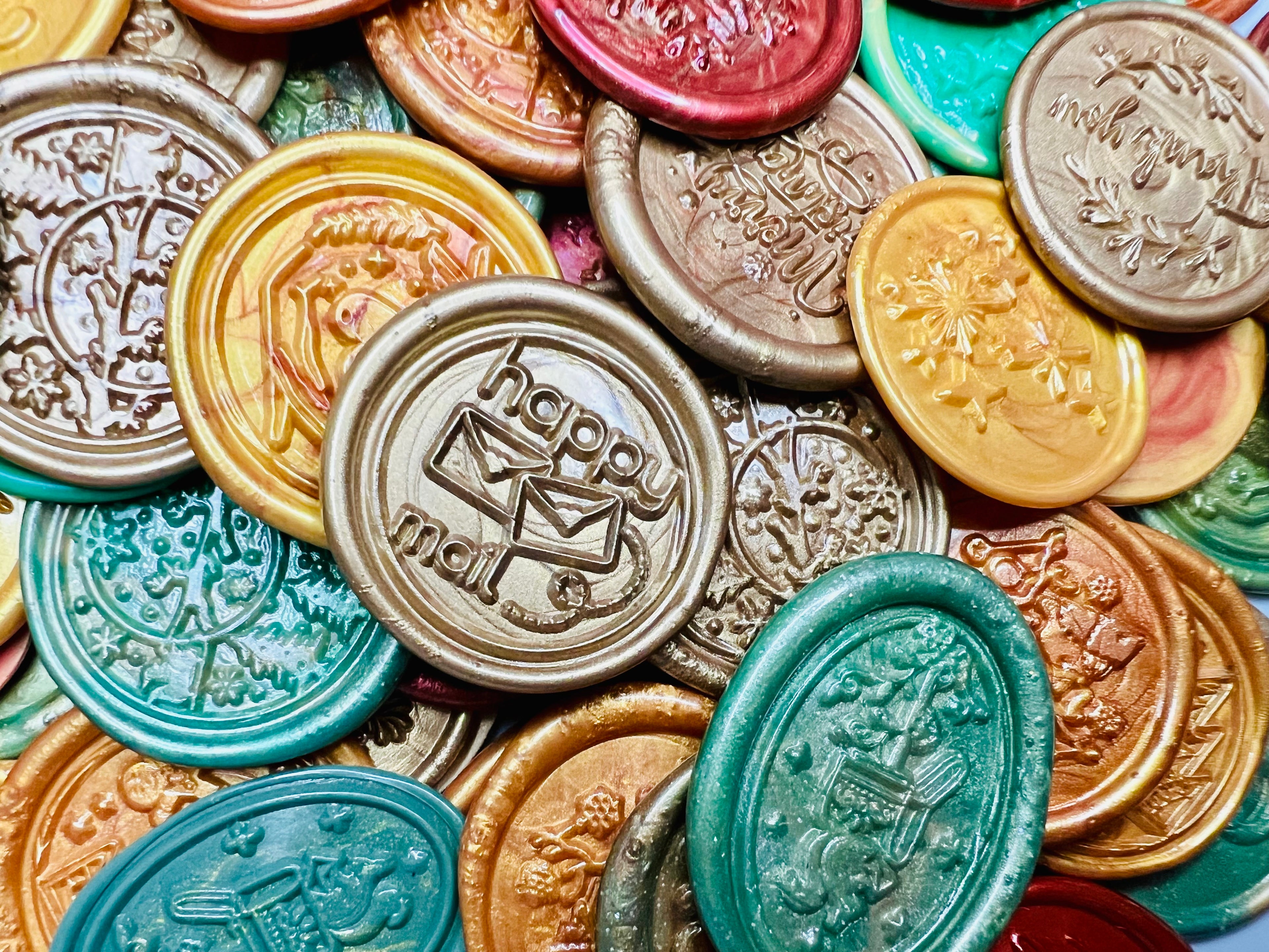 Christmas Wax Seal Stickers – Festive Blend in Red, Green & Metallic