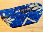 Blue & Black abstract print on a recycled fabric pouch