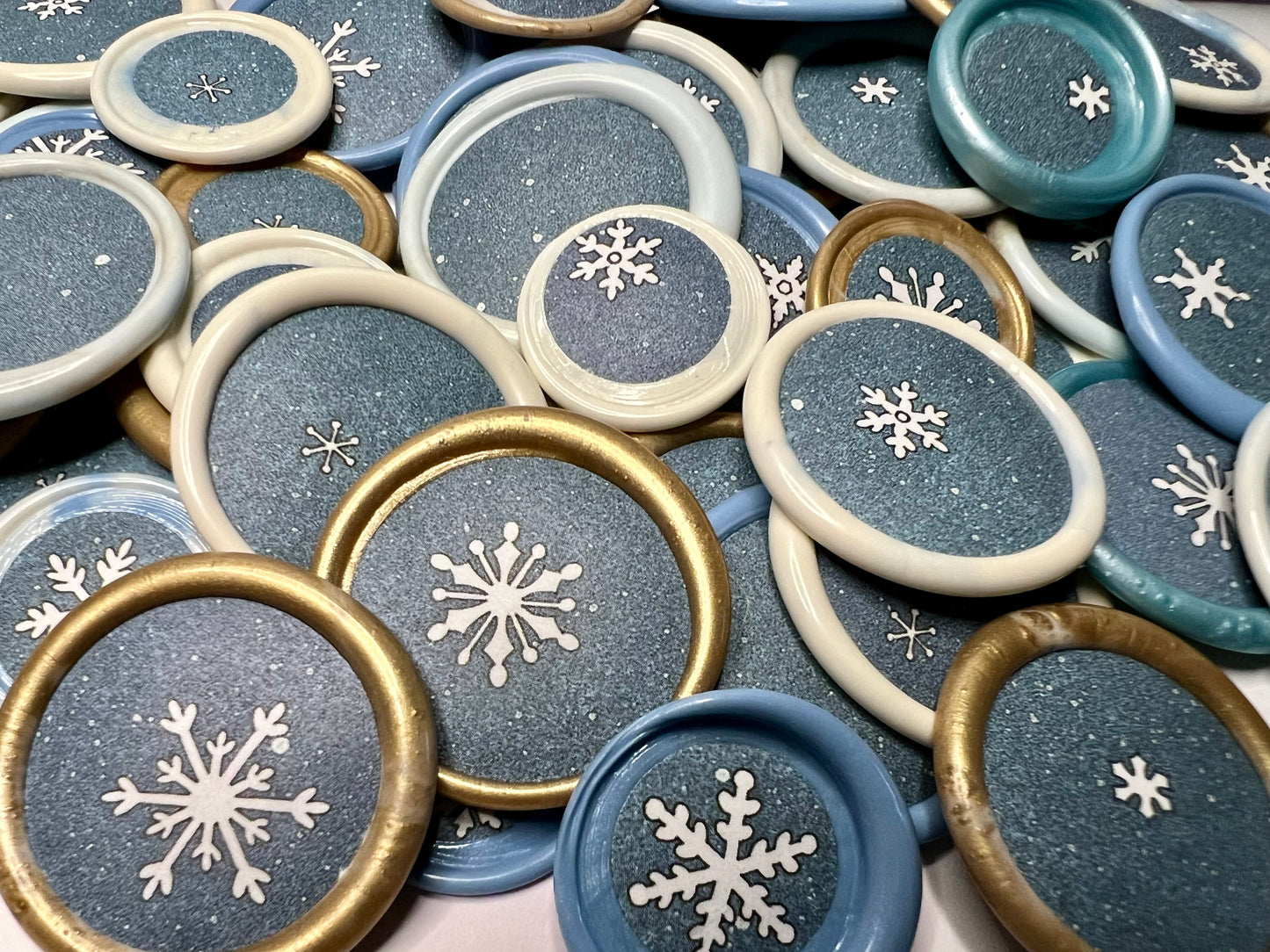 (Exclusive Drop) Custom Snowflake Wax Seal Stickers - 10 Handcrafted Winter Themed Seals for Gifts, Cards, and Stationery