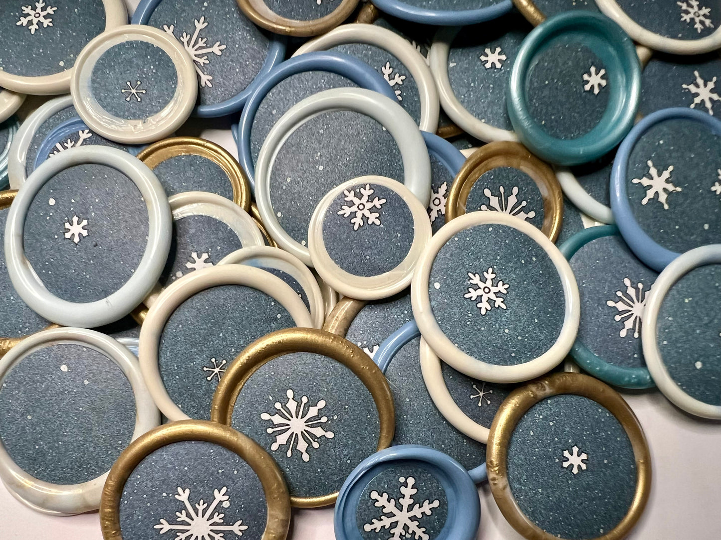 (Exclusive Drop) Custom Snowflake Wax Seal Stickers - 10 Handcrafted Winter Themed Seals for Gifts, Cards, and Stationery