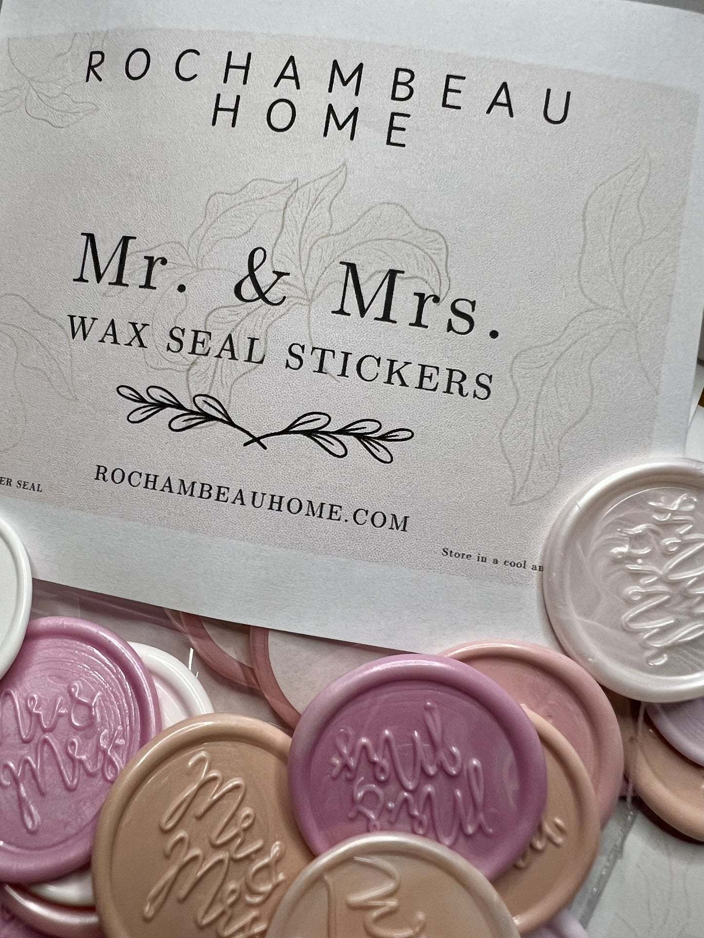 Mr. & Mrs. Wax Seal Stickers for Wedding Invitations and Save the Date Cards - Set of 10