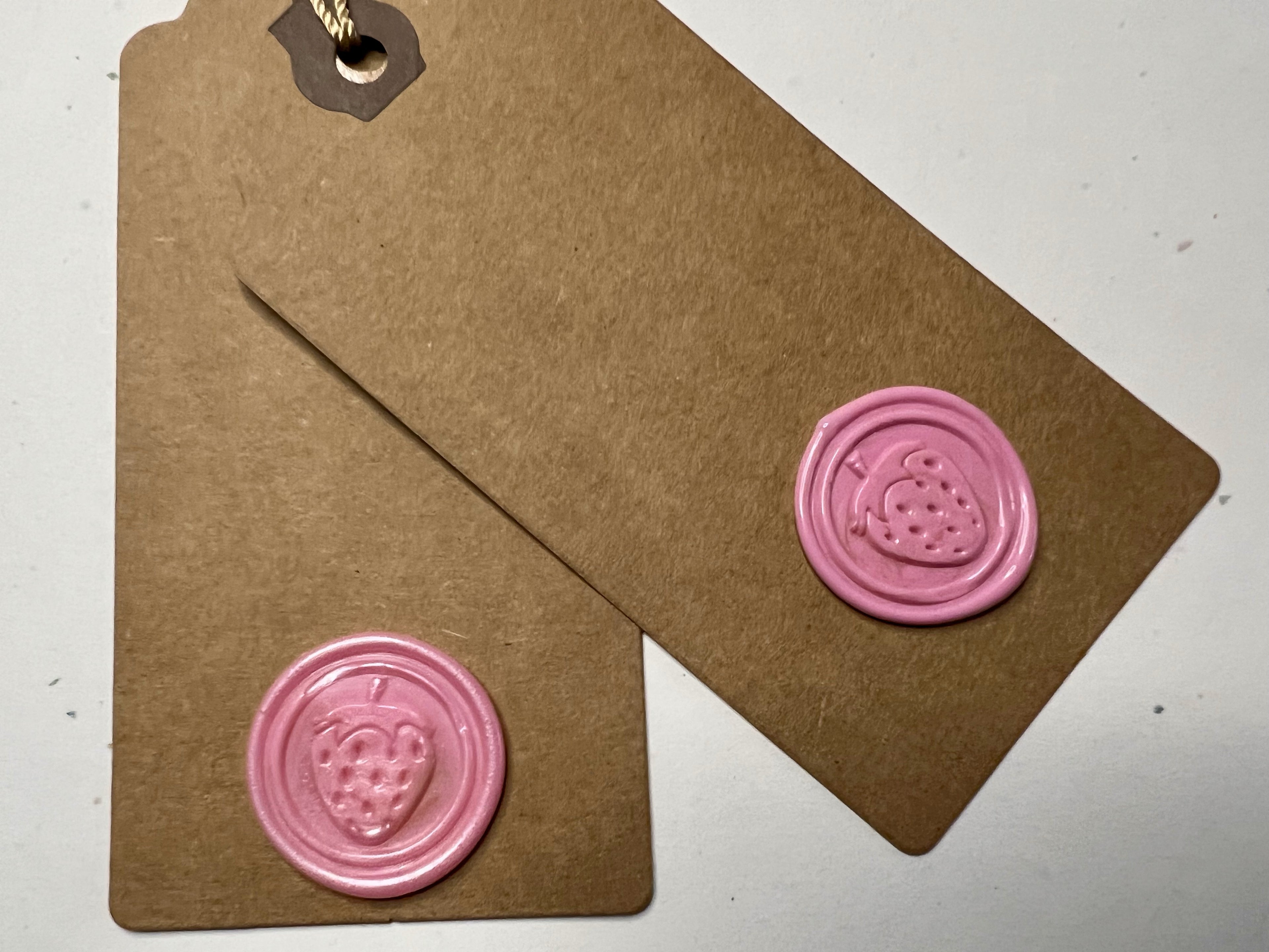Juicy strawberry wax seal tags perfect for birthday gifts, picnic baskets, and favors.