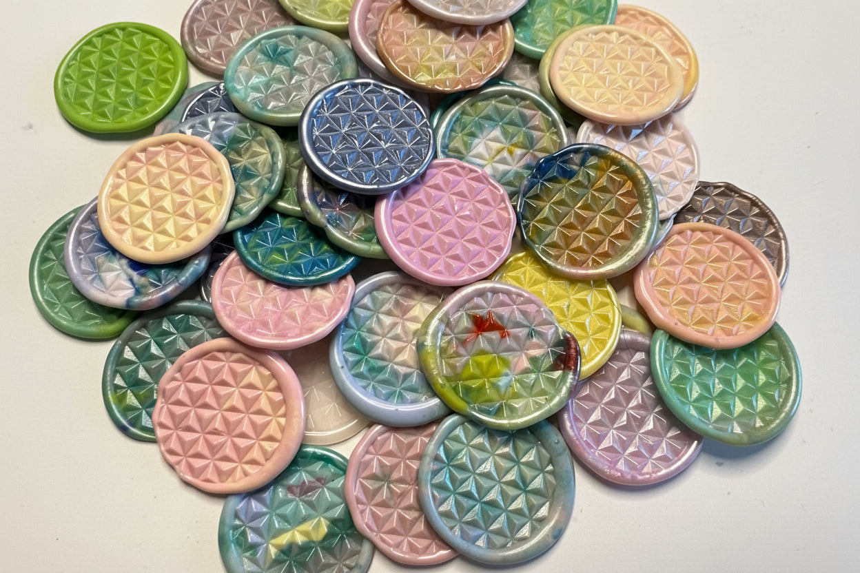 Prism Daze wax seal stickers created by Rochambeau Home.
