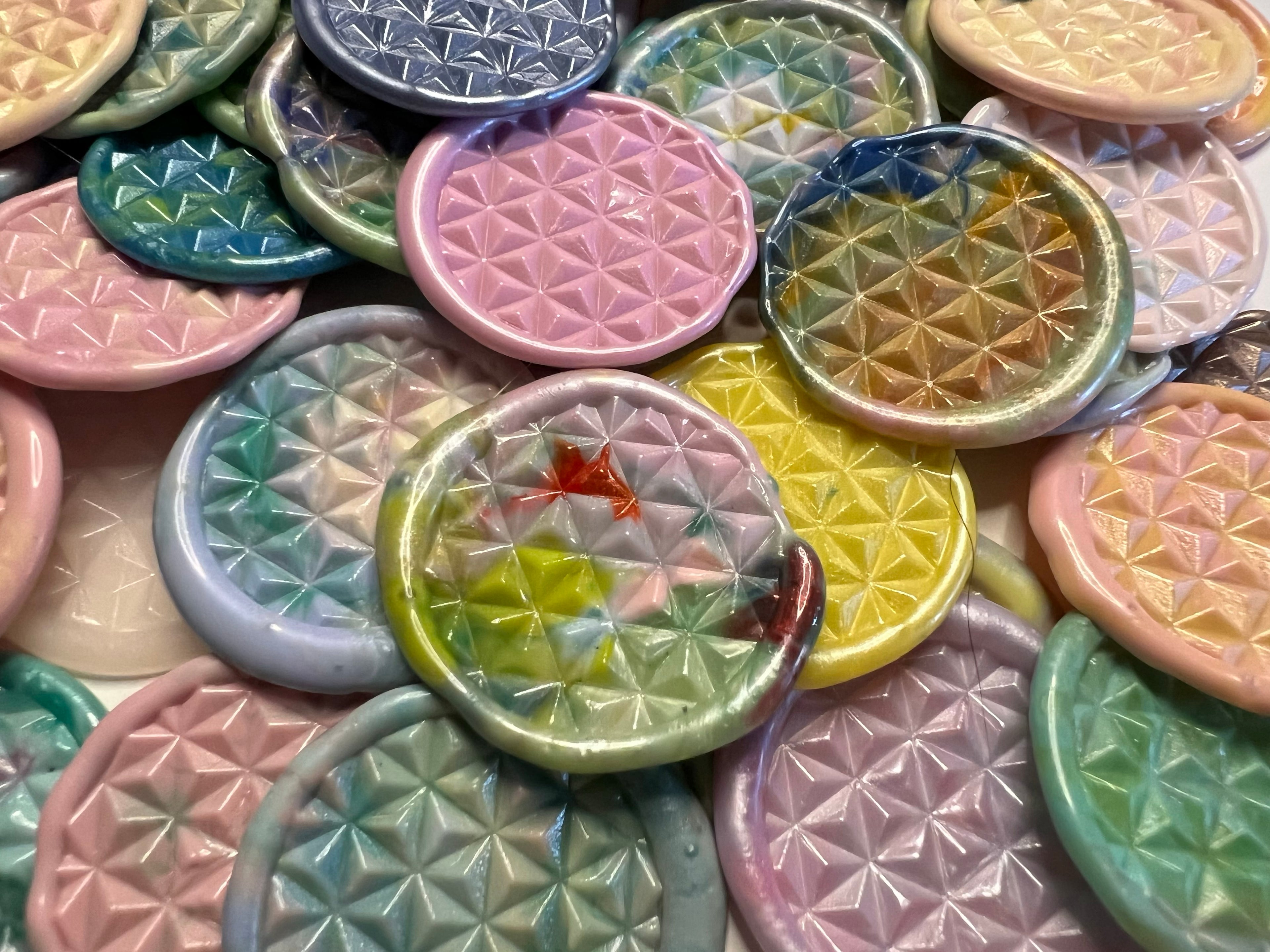 Prism Daze Wax Seal Stickers – Multicolor Artisan Design (6, 9, or 18 Pack) Handmade Rainbow Accents for Letters & Gifts