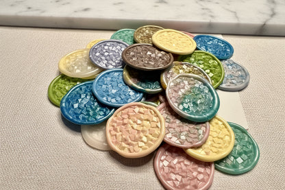 Glittery wax seals resembling crystallized candy, perfect for birthday cards and celebrations.