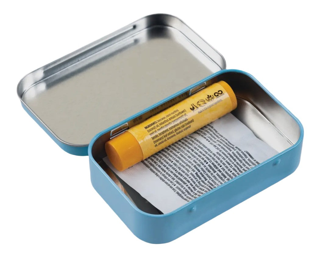 The interior view if the stash tin, showing its size
