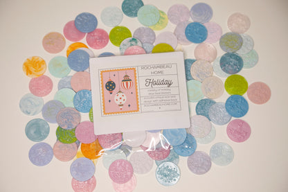 Wax seals laid flat to showcase the variety of colors and designs