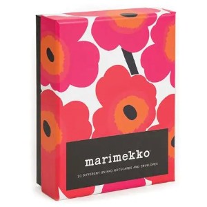 Close up view of the Marimekko Unikko Notecards box