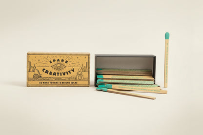 Matches with a decorative box labeled 'Spark Creativity' on a white background