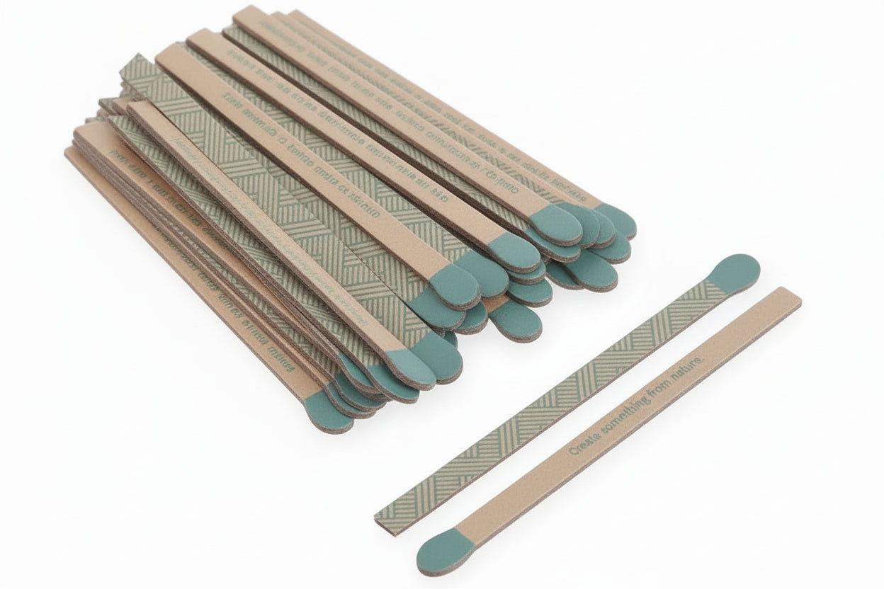 Set of paper faux matchsticks with creative prompts on a white background