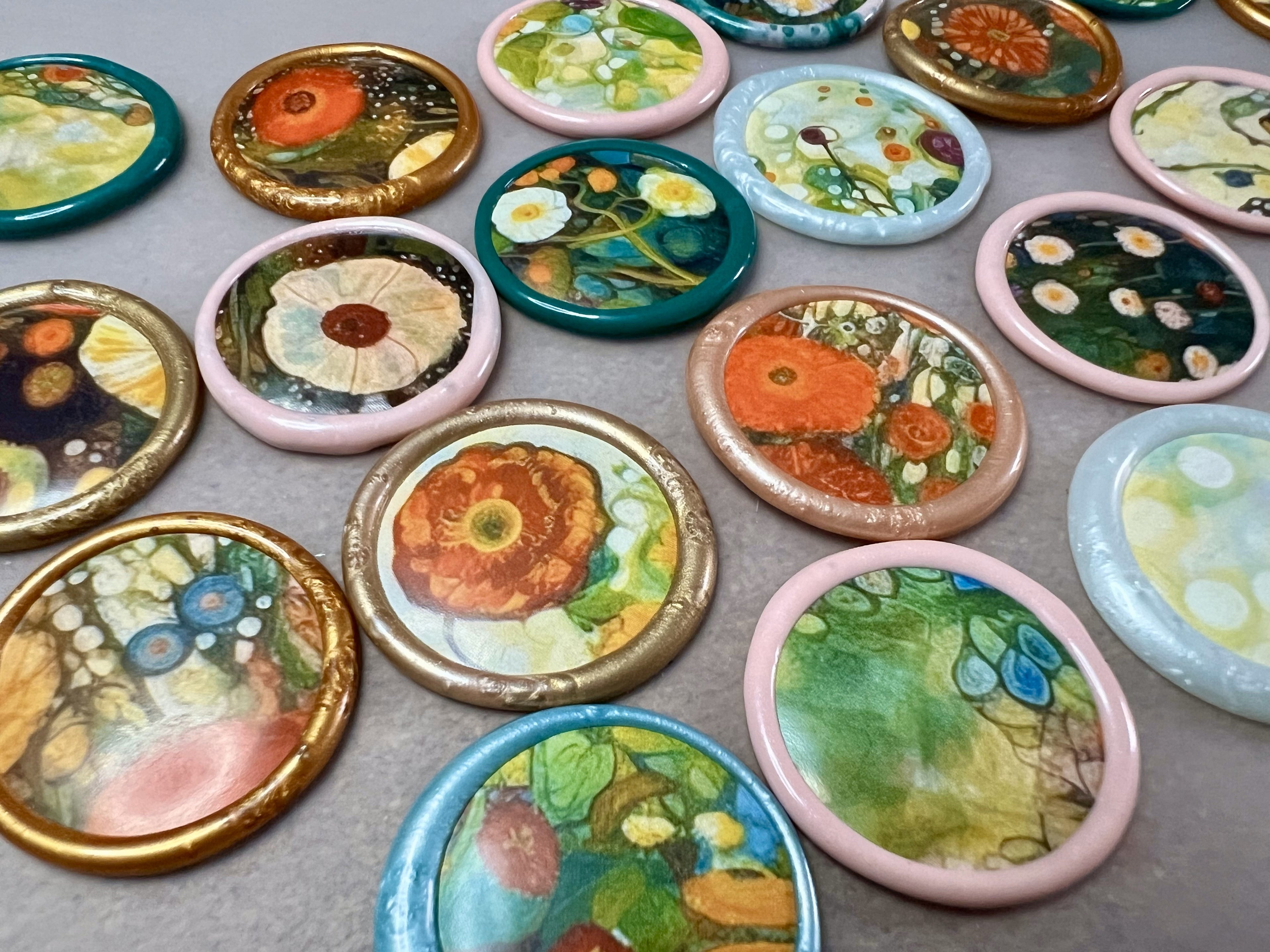 Elegant wildflower wax stickers with a watercolor look, perfect for journaling and gift wrap