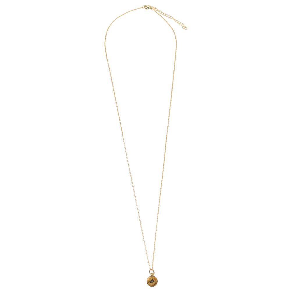 Gold necklace with a pendant on a white background