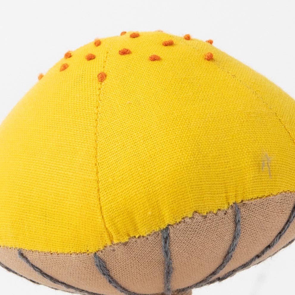 Close up view of the hand stitching details