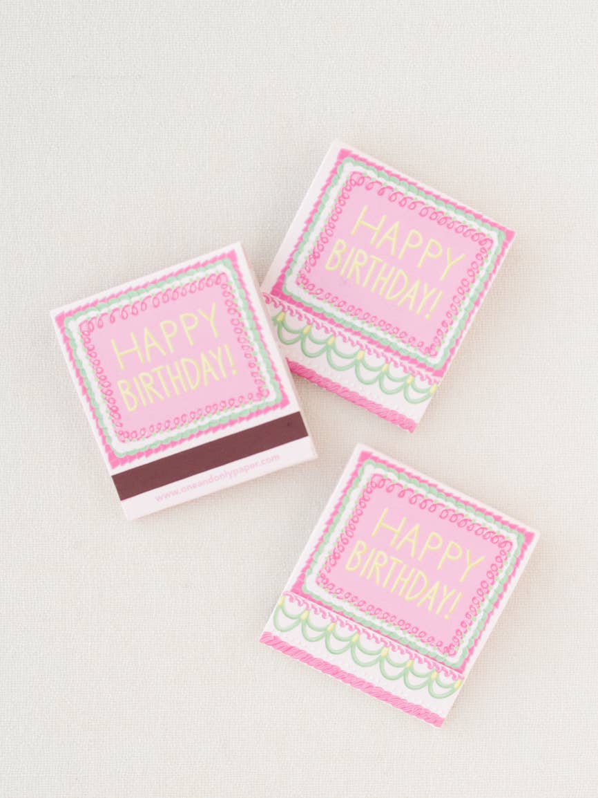 Happy Birthday Vintage Cake Matchbooks - Set of 10 Stem Matchbooks | Perfect Party Favors