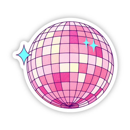 Cute Pink Disco Ball Sticker – Sparkle & Shine with Retro Vibes!