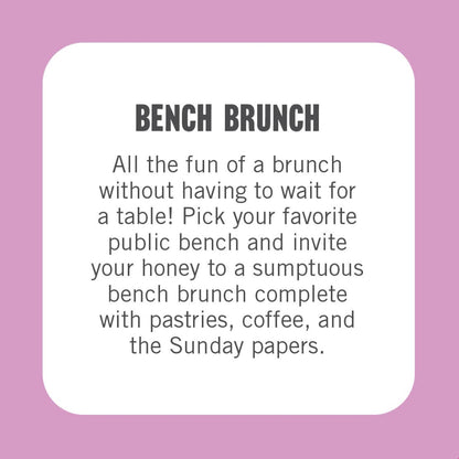 Promotional text for 'Bench Brunch' on a purple background