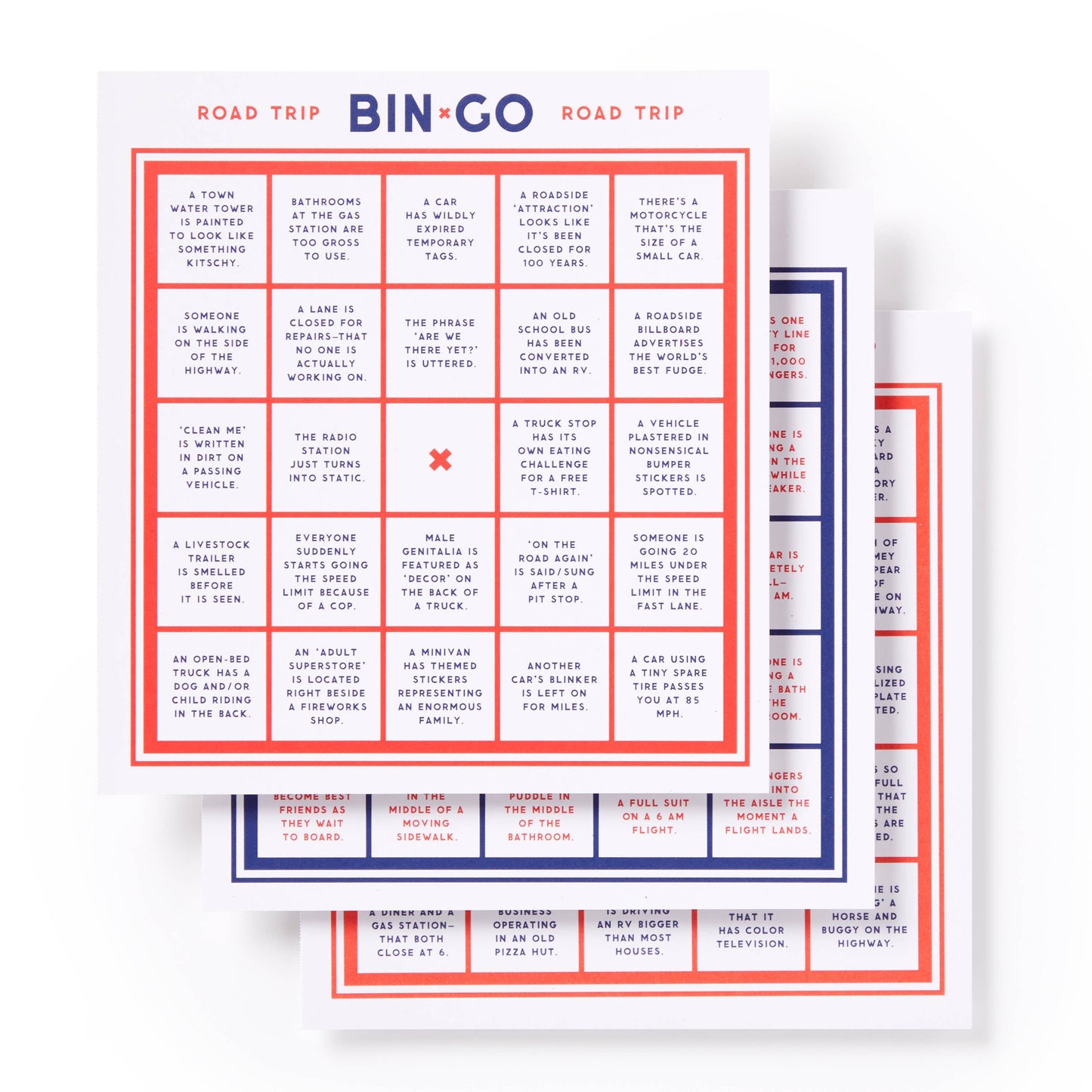 Compact bingo book with two sets of people-watching bingo cards for vacation travel