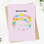 A colorful birthday card with the phrase 'She is in her Birthday Girl Era'