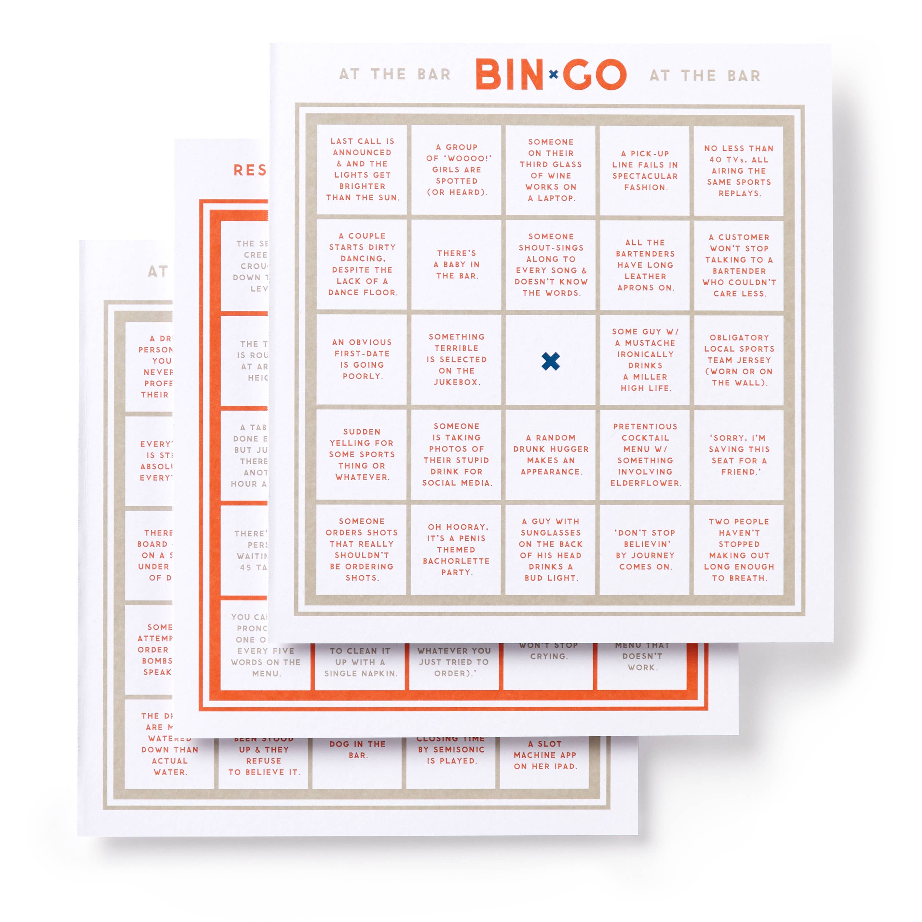 Brass Monkey Bin*Go game book, open showing bingo cards for bars and restaurants