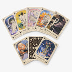 Set of tarot cards with colorful illustrations on a white background