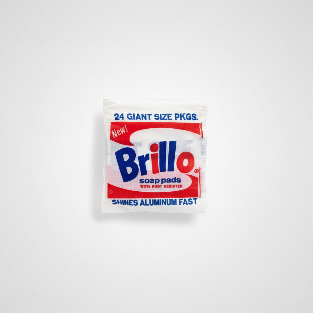Brillo soap pads packaging with red and blue text on a white background.
