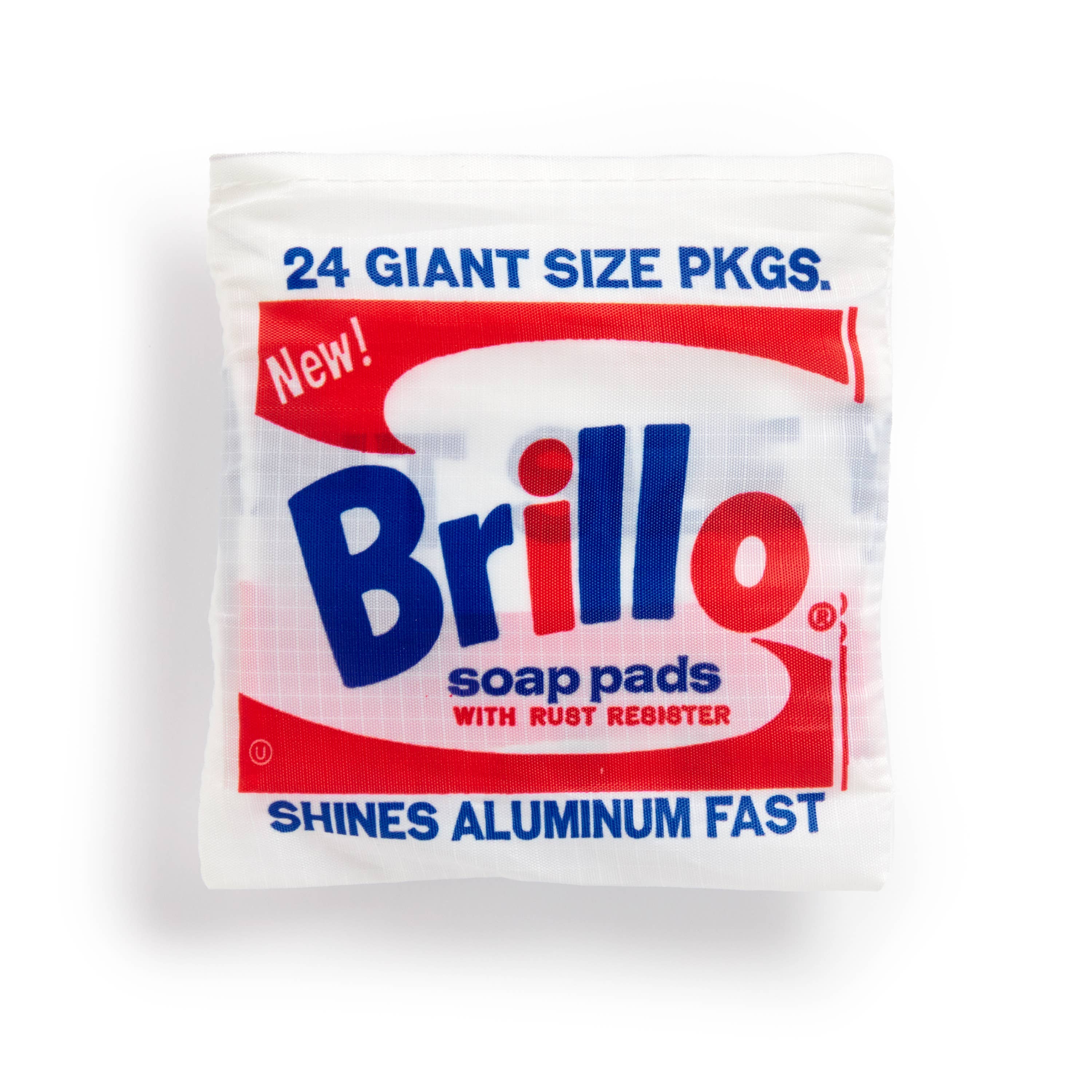 Brillo soap pads packaging with red and blue text on a white background.