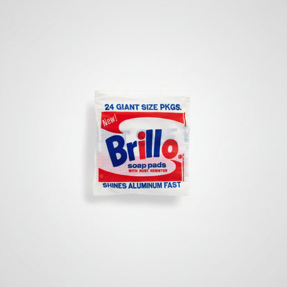 Brillo soap pads packaging with red and blue text on a white background.