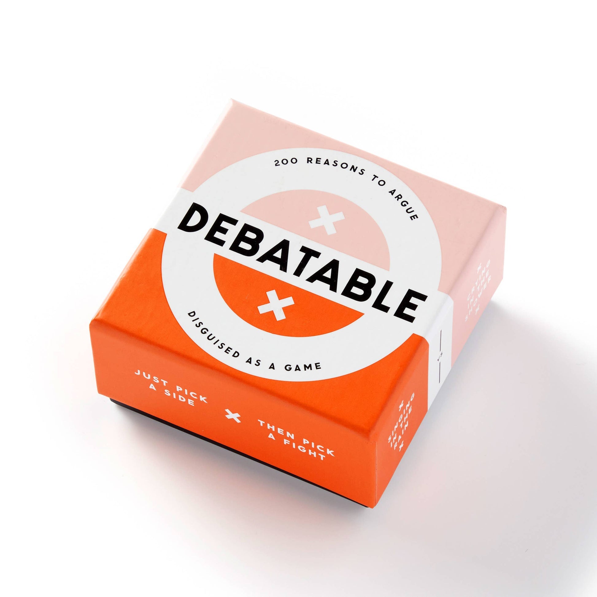 Close up view of the Debatable Game box 