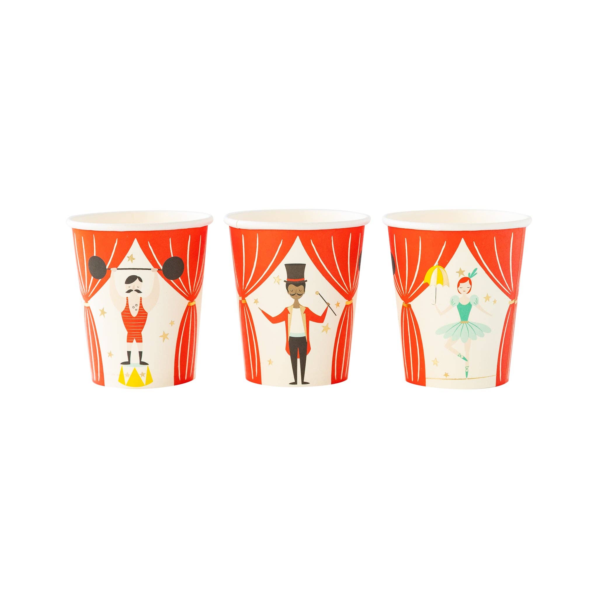 Close up of Carnival Party Cups with Cute Characters - 8 oz - Pack of 8