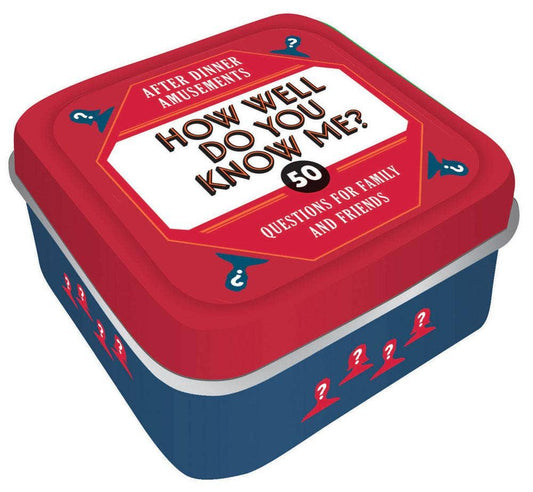 Red and blue game container with 'How Well Do You Know Me?' text on a white background