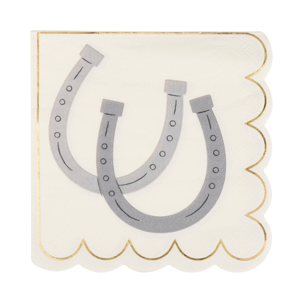 Howdy Horseshoe Cocktail Napkins – 18-Pack Western Party Napkins with Gold Foil Accents