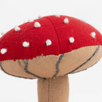 Close-up of stitched mushroom cap and soft-textured stem
