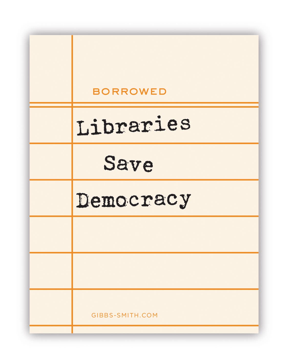 Orange and black vinyl sticker styled like a retro library checkout card