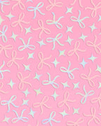 Tying the Knot confetti with pink bows and iridescent foil sparkles for bridal celebrations and gift boxes