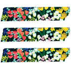 Three floral-patterned headbands with a black background