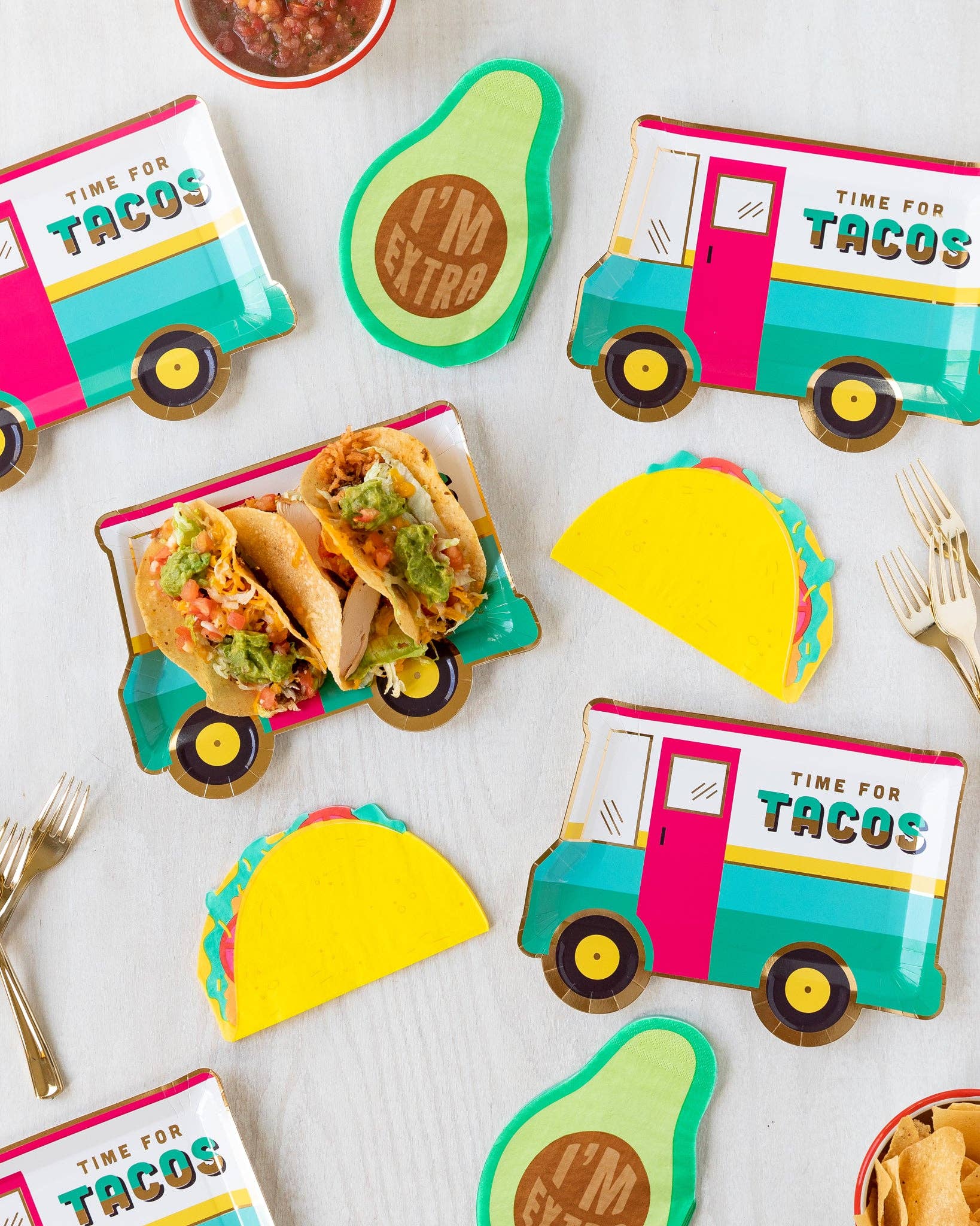 Taco Truck Shaped Paper Plates - 9 inches - Perfect for Taco Tuesday Parties