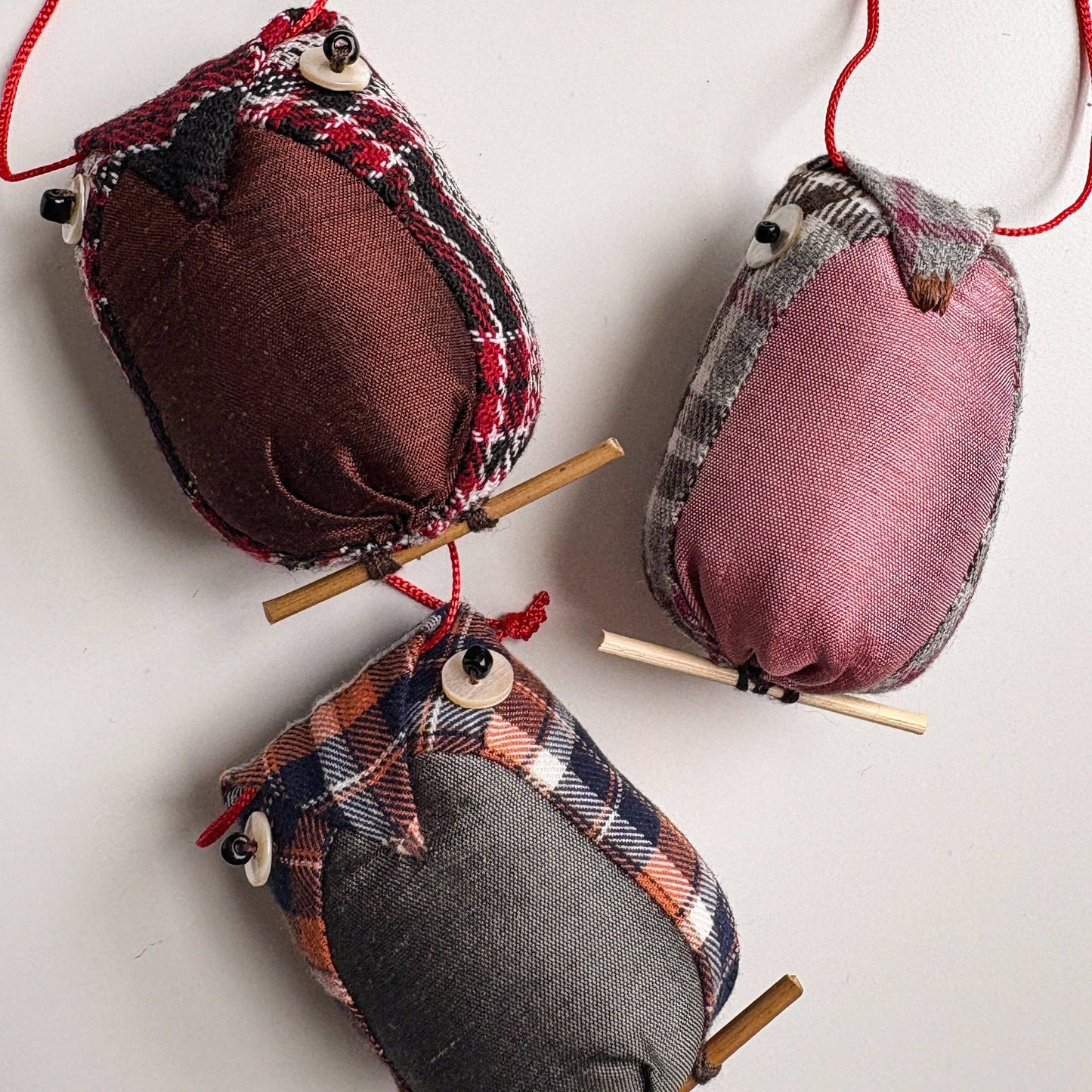 Khon Plaid Owl Holiday Ornament