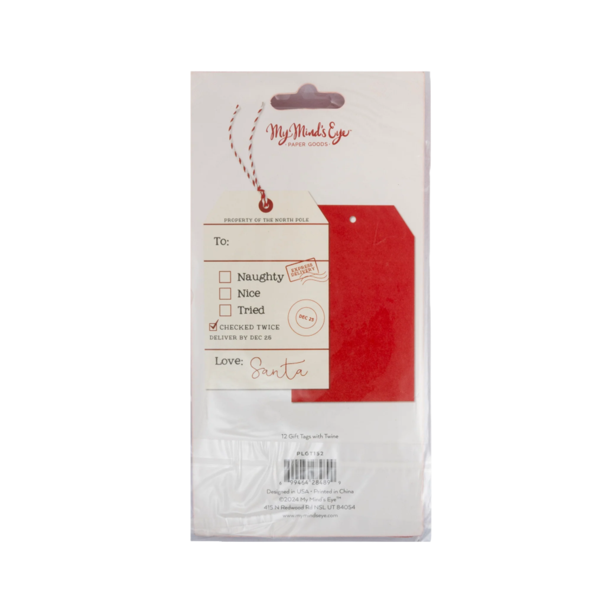 Packaged product with a red tag and white envelope on a white background