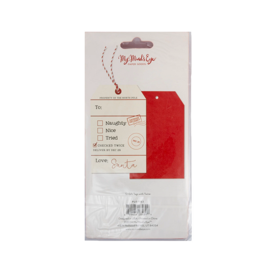 Packaged product with a red tag and white envelope on a white background